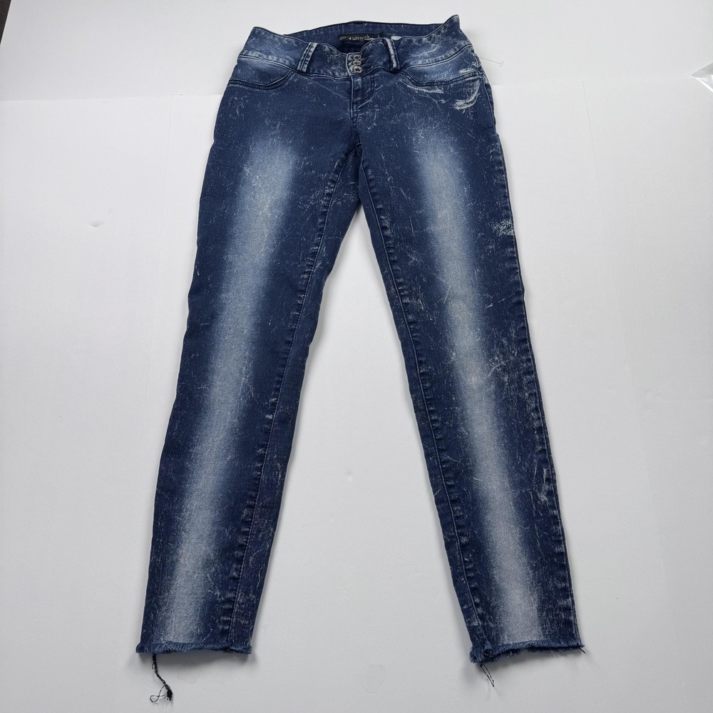 Lovesick Super Skinny Jeans Womens 5 (27x27) Blue Acid Wash Raw Hem Stretch